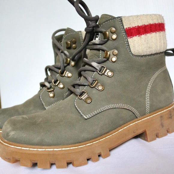 ROOTS Tuff Boot Green Leather Lace Up Women's 8.5 Canada Work Boot Classic - Picture 12 of 16